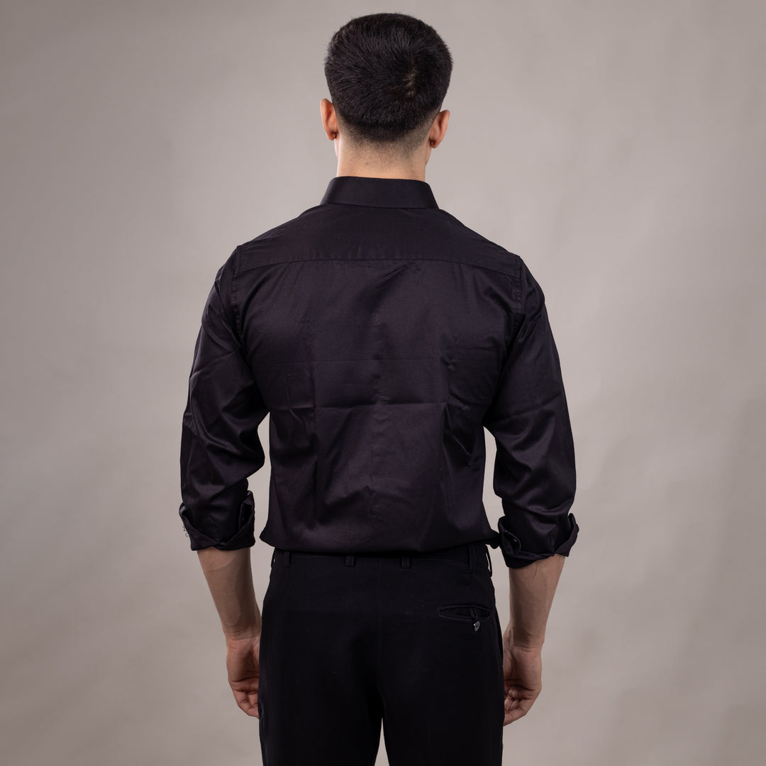 Suturee Craaft Midnight Radiance Club Swarovski Satin Shirt