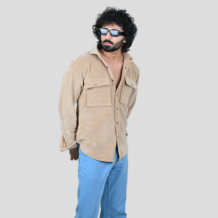 Suturee Craaft Embossing fleece Shacket Special for winter with pocket closure
