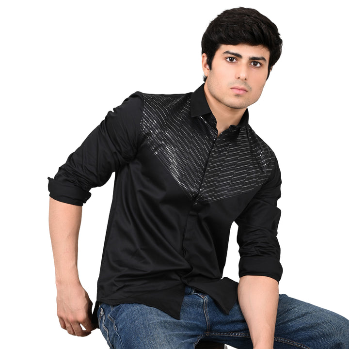 Suturee Craaft Club Swarovaski Doted Multi Waves Shirt