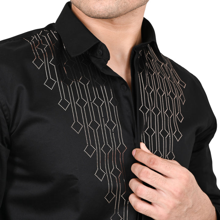 Suturee Craaft Club Swarovaski Dotted Candelabra Pattern Shirt