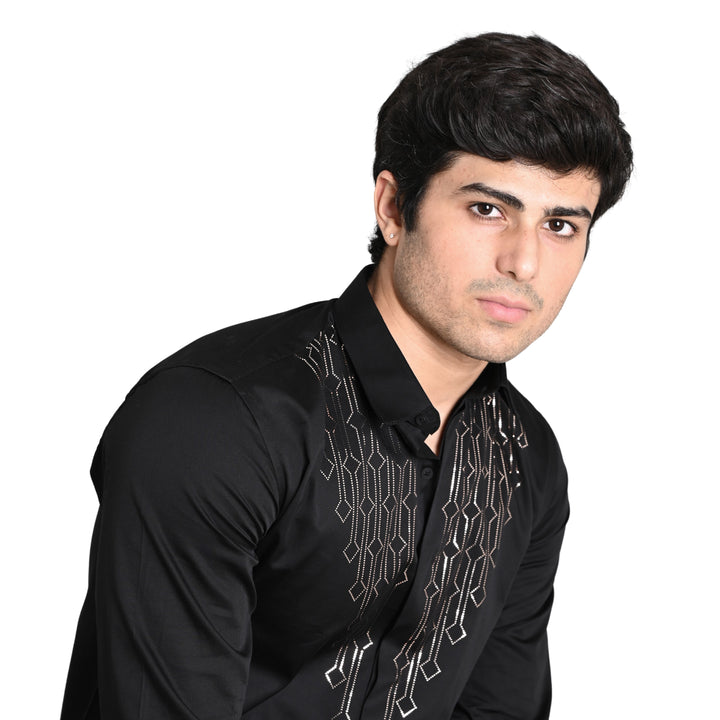 Suturee Craaft Club Swarovaski Dotted Candelabra Pattern Shirt
