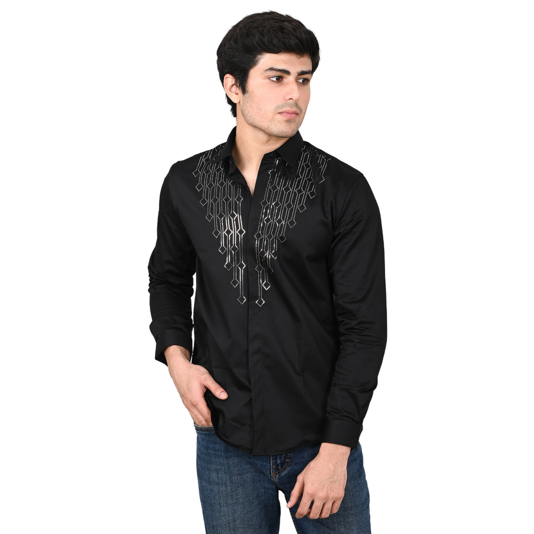 Suturee Craaft Club Swarovaski Dotted Candelabra Pattern Shirt