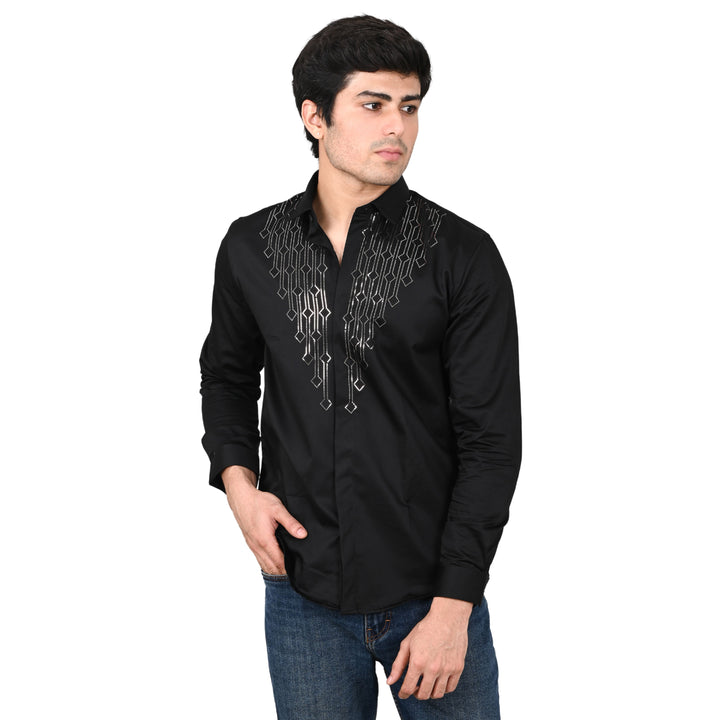 Suturee Craaft Club Swarovaski Dotted Candelabra Pattern Shirt