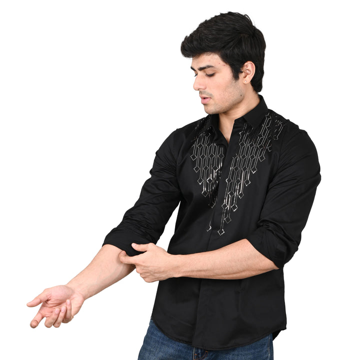 Suturee Craaft Club Swarovaski Dotted Candelabra Pattern Shirt