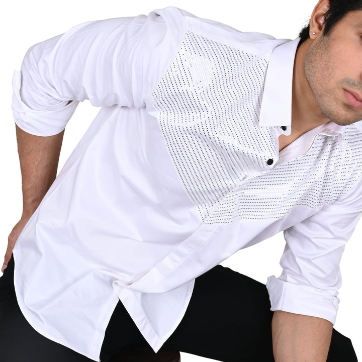 Suturee Craaft Club Swarovaski Doted Multi Waves Shirt