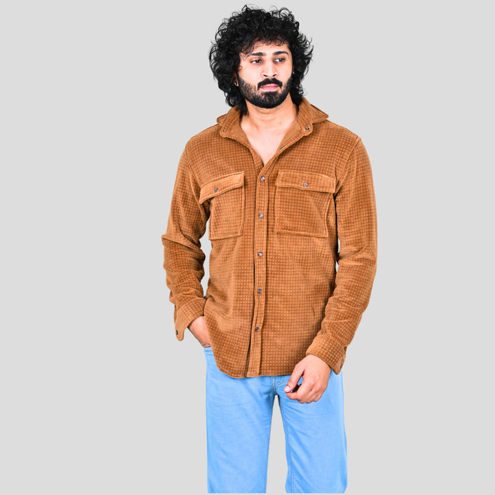 Suturee Craaft Embossing fleece Shacket Special for winter with pocket closure