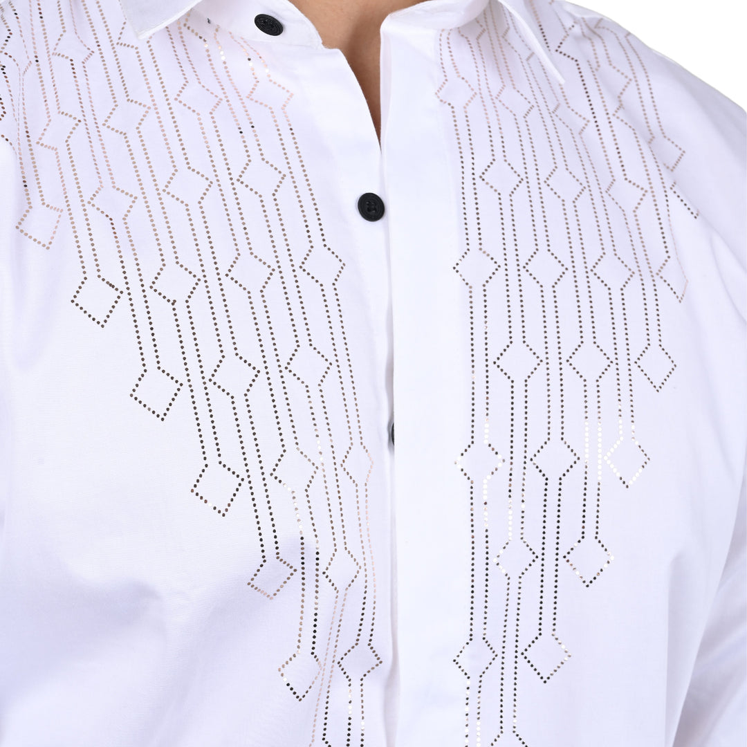 Suturee Craaft Club Swarovaski Dotted Candelabra Pattern Shirt