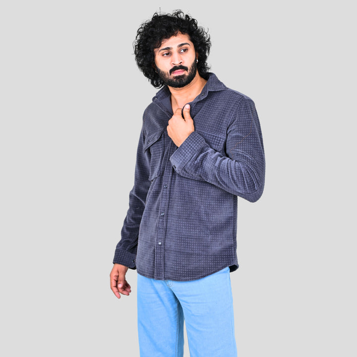 Suturee Craaft Embossing fleece Shacket Special for winter with pocket closure