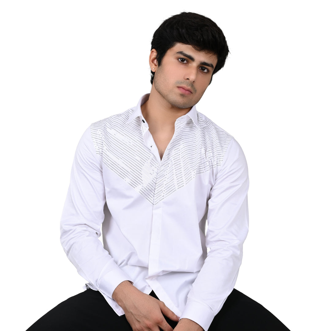 Suturee Craaft Club Swarovaski Doted Multi Waves Shirt