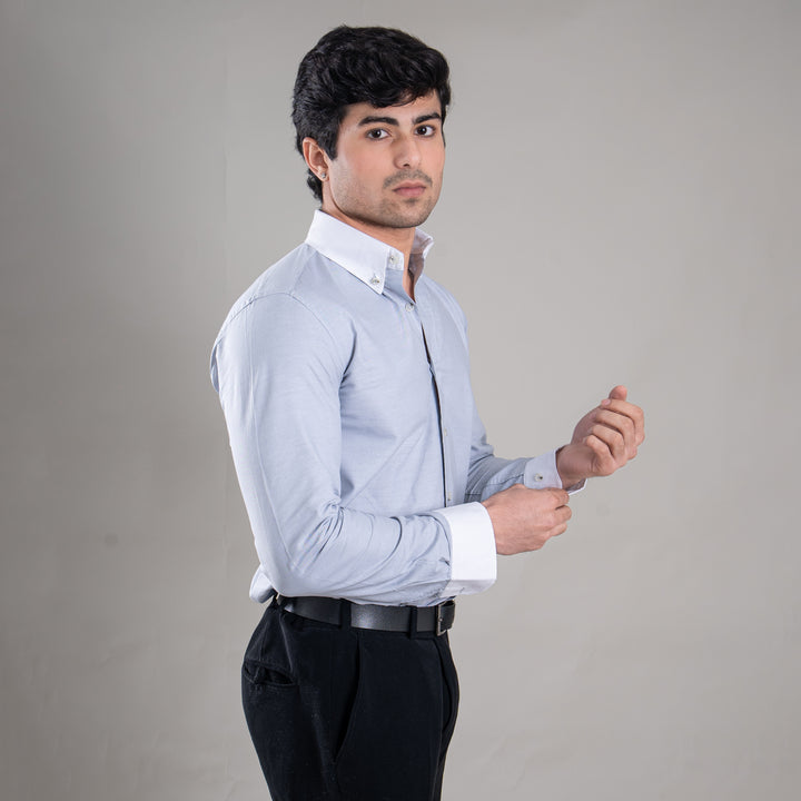 Suturee Craft Premium White Cuff & Collar Pure Cotton Shirt for Men