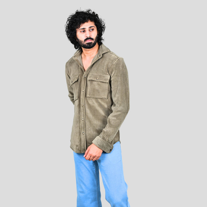 Suturee Craaft Embossing fleece Shacket Special for winter with pocket closure