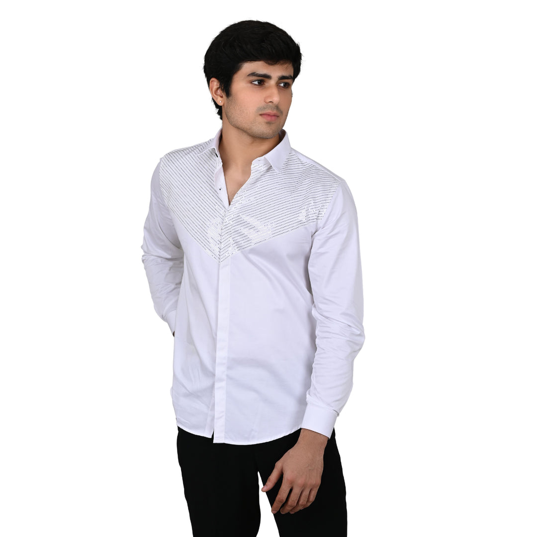 Suturee Craaft Club Swarovaski Doted Multi Waves Shirt