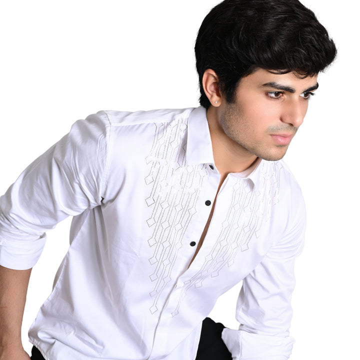 Suturee Craaft Club Swarovaski Dotted Candelabra Pattern Shirt