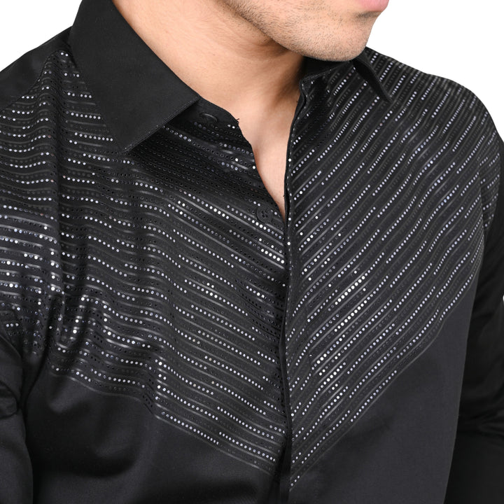 Suturee Craaft Club Swarovaski Doted Multi Waves Shirt