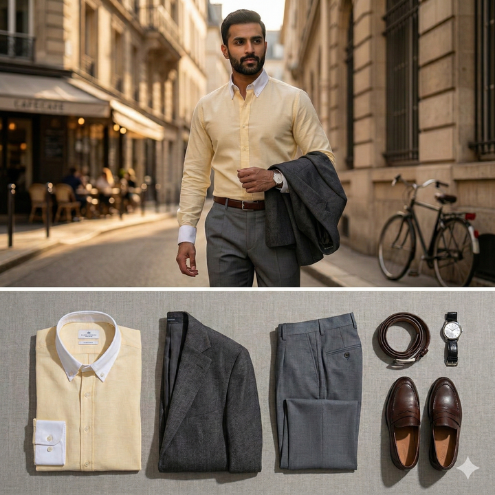 Suturee Craft Premium White Cuff & Collar Pure Cotton Shirt for Men