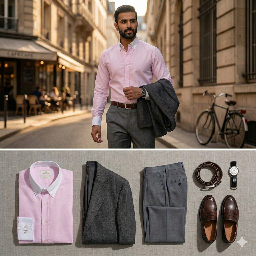 Suturee Craft Premium White Cuff & Collar Pure Cotton Shirt for Men