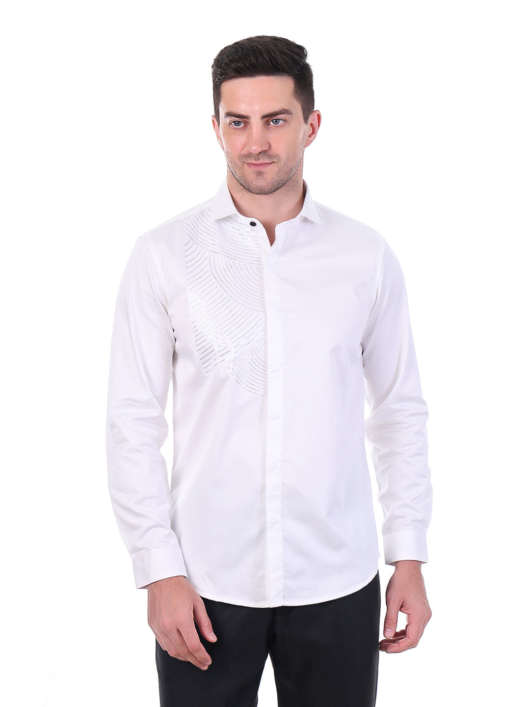 Suturee Craaft – Shimmer Curves club swarovski satin shirt