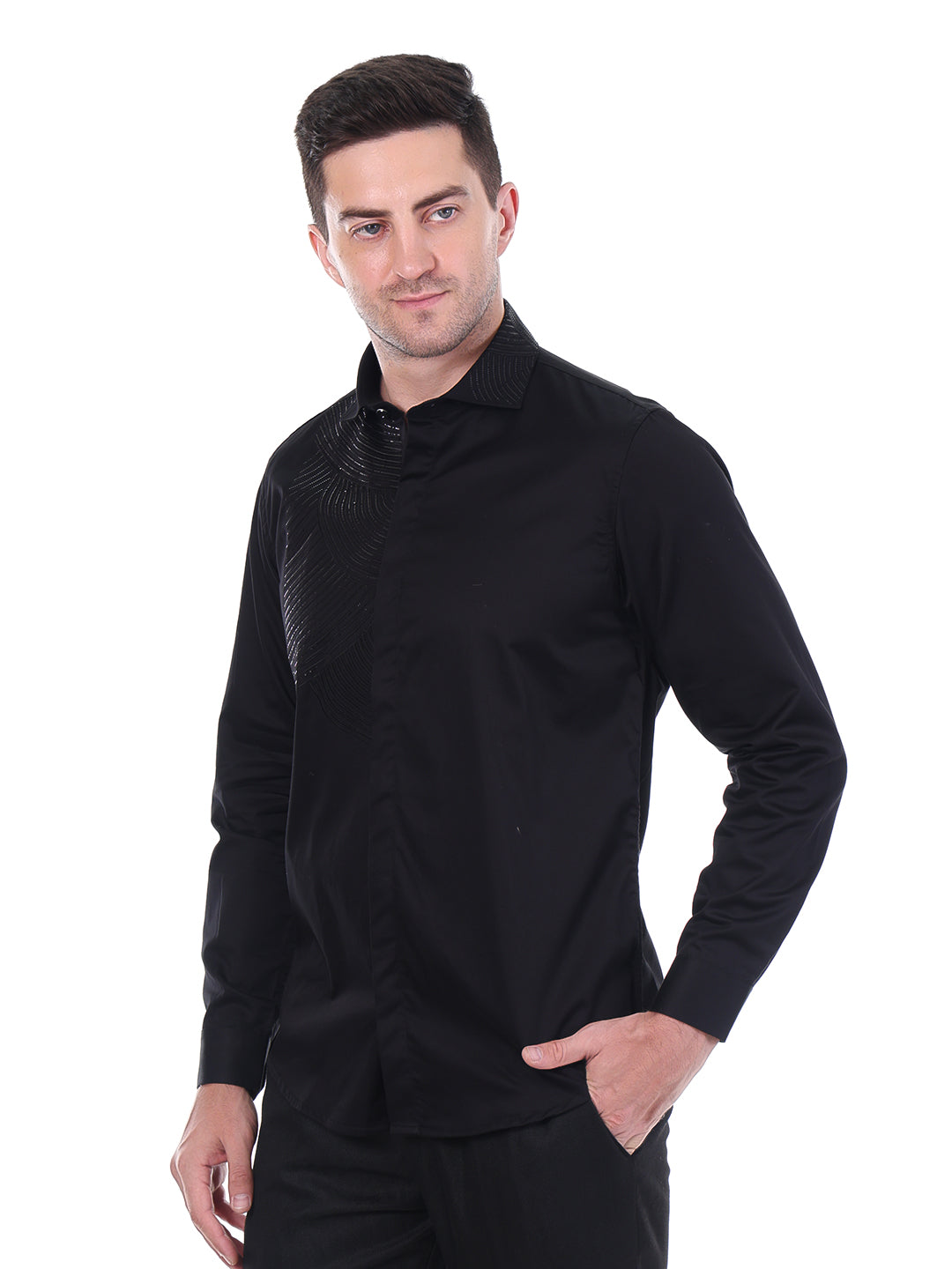 Suturee Craaft – Shimmer Curves club swarovski satin shirt