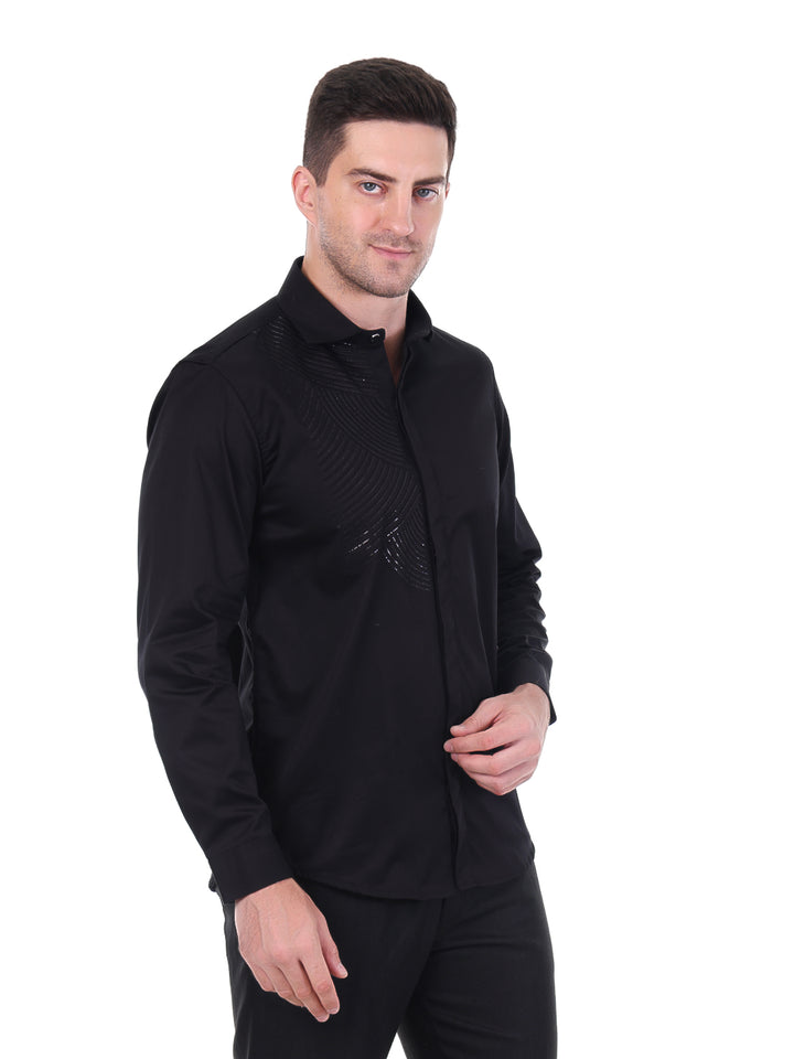 Suturee Craaft – Shimmer Curves club swarovski satin shirt