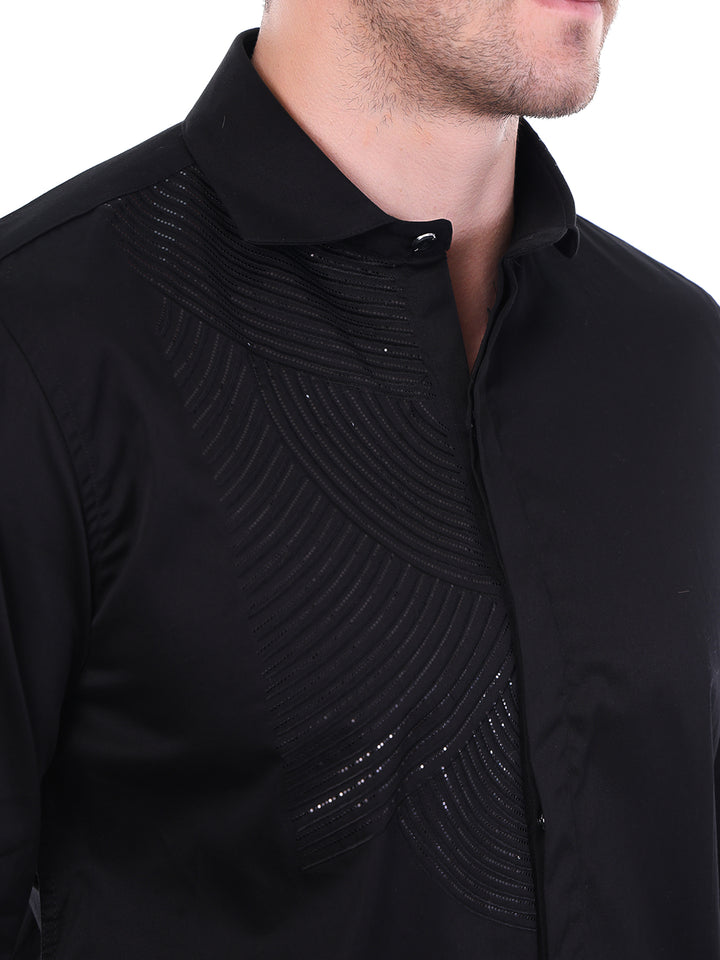 Suturee Craaft – Shimmer Curves club swarovski satin shirt
