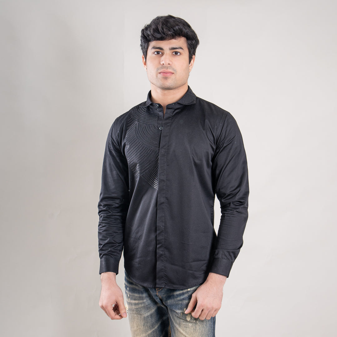 Suturee Craaft – Shimmer Curves club swarovski satin shirt