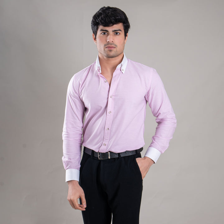 Suturee Craft Premium White Cuff & Collar Pure Cotton Shirt for Men