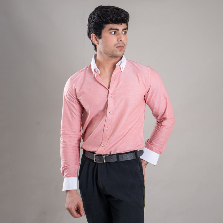 Suturee Craft Premium White Cuff & Collar Pure Cotton Shirt for Men