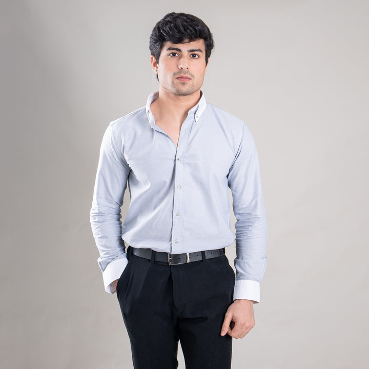 Suturee Craft Premium White Cuff & Collar Pure Cotton Shirt for Men