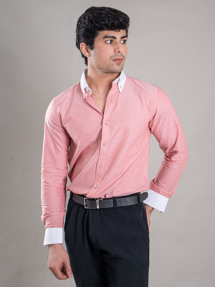 Suturee Craft Premium White Cuff & Collar Pure Cotton Shirt for Men