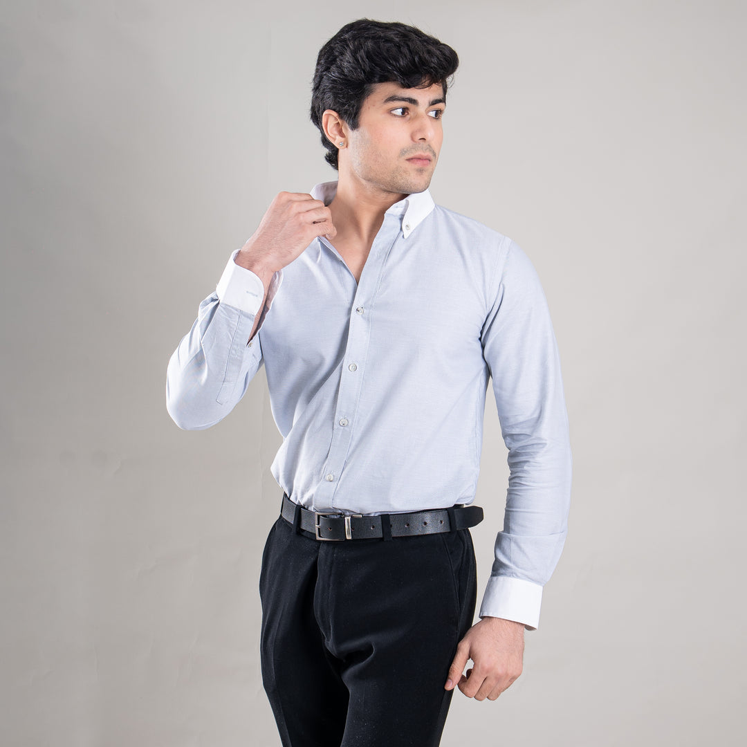 Suturee Craft Premium White Cuff & Collar Pure Cotton Shirt for Men