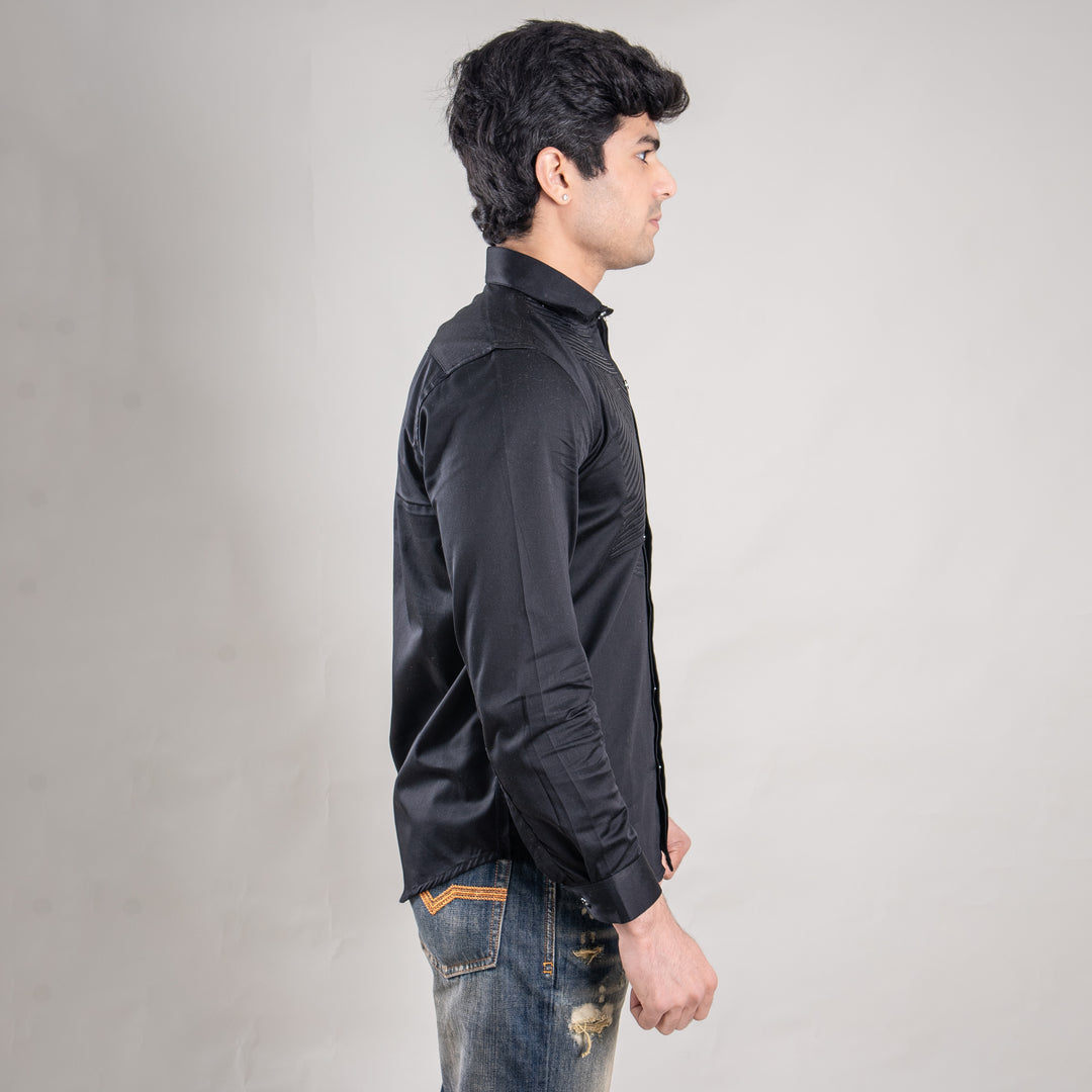 Suturee Craaft – Shimmer Curves club swarovski satin shirt