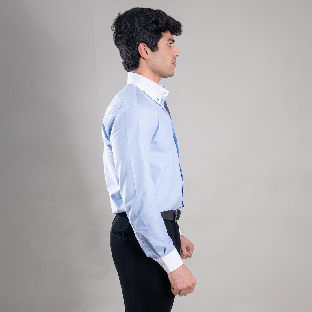 Suturee Craft Premium White Cuff & Collar Pure Cotton Shirt for Men