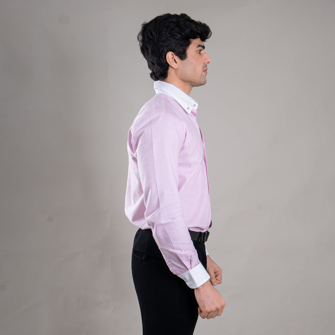 Suturee Craft Premium White Cuff & Collar Pure Cotton Shirt for Men