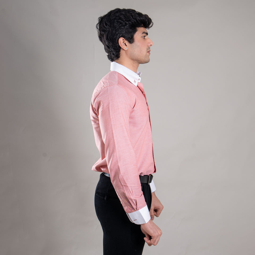 Suturee Craft Premium White Cuff & Collar Pure Cotton Shirt for Men