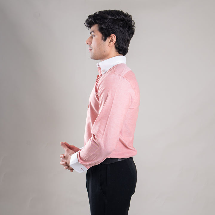 Suturee Craft Premium White Cuff & Collar Pure Cotton Shirt for Men