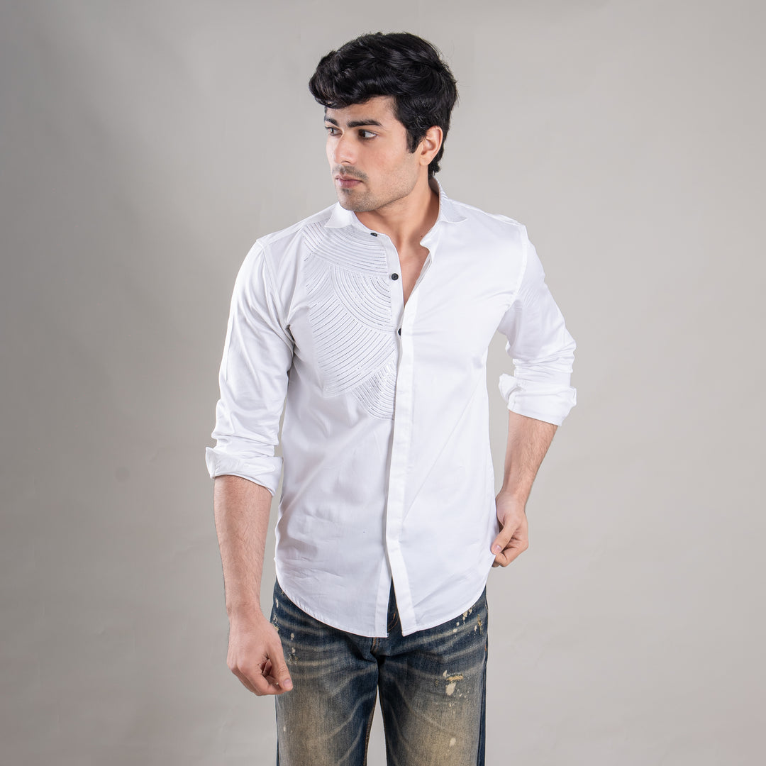 Suturee Craaft – Shimmer Curves club swarovski satin shirt