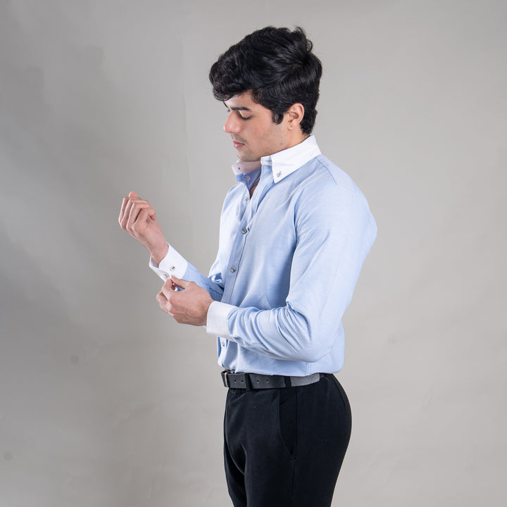 Suturee Craft Premium White Cuff & Collar Pure Cotton Shirt for Men