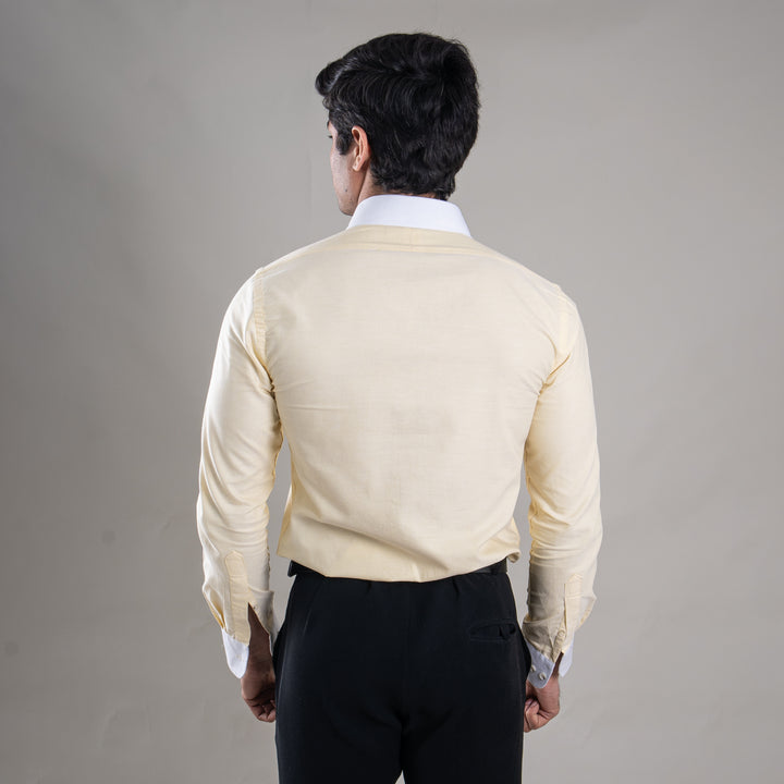 Suturee Craft Premium White Cuff & Collar Pure Cotton Shirt for Men