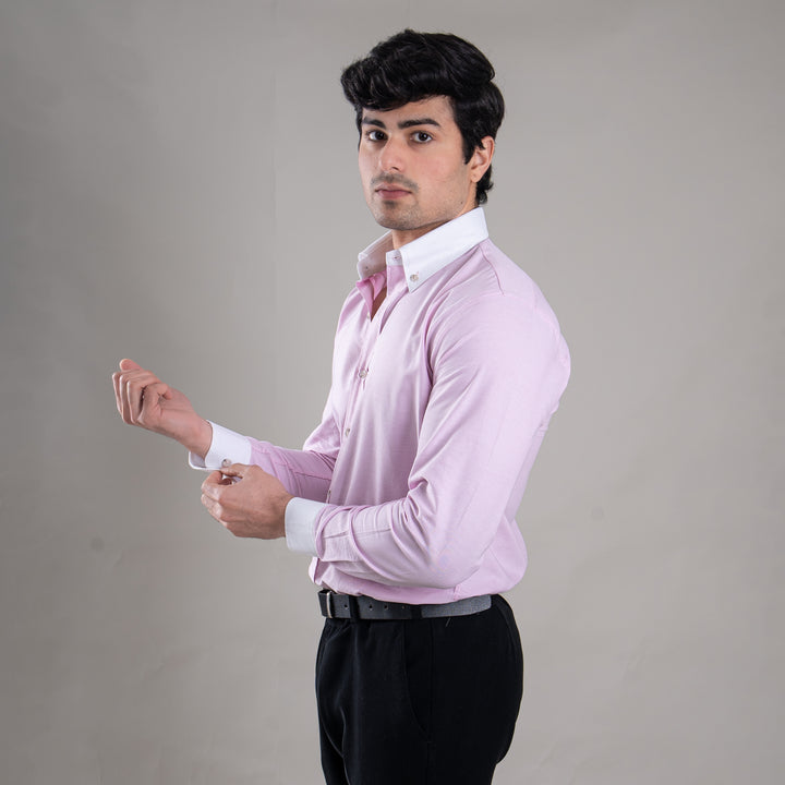 Suturee Craft Premium White Cuff & Collar Pure Cotton Shirt for Men