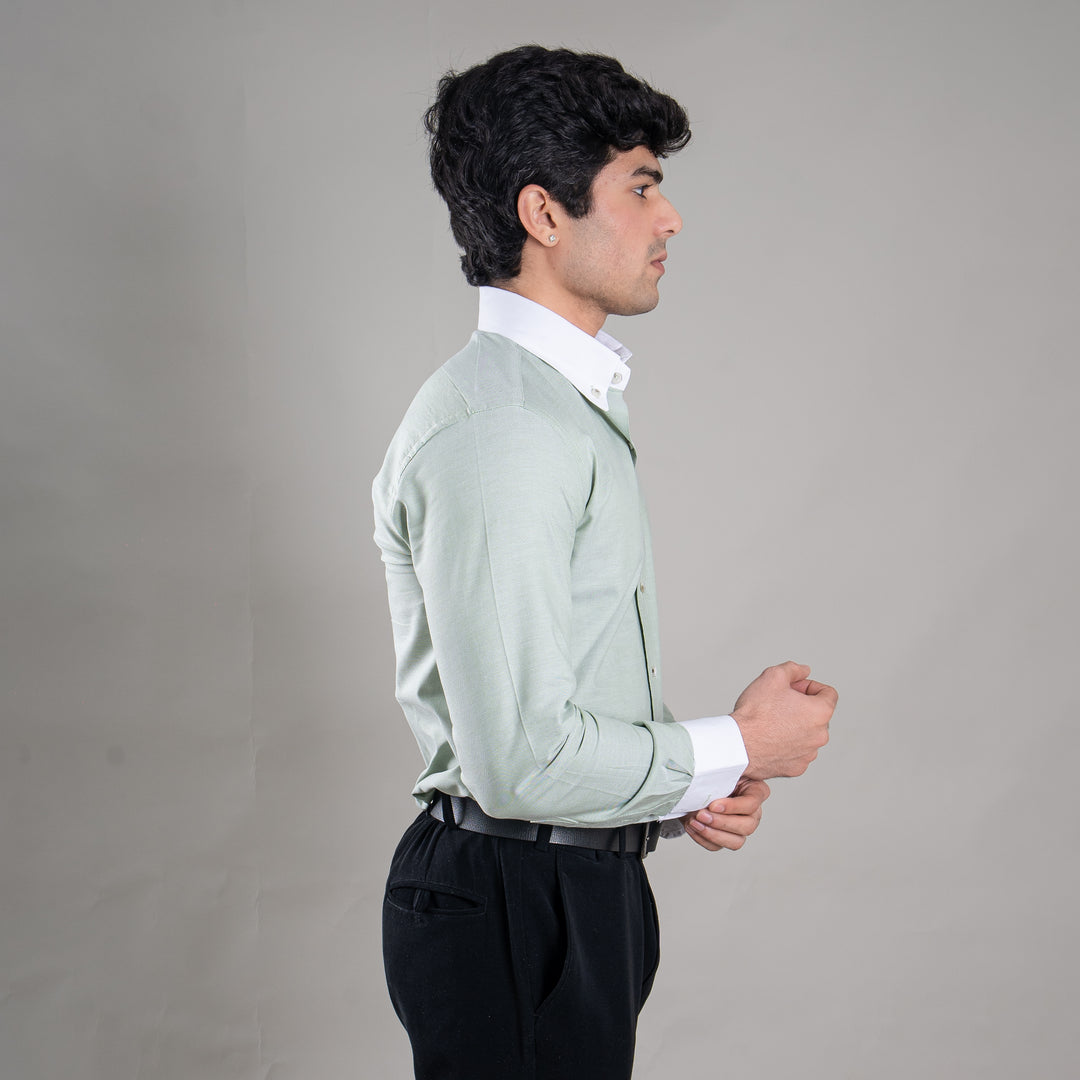 Suturee Craft Premium White Cuff & Collar Pure Cotton Shirt for Men