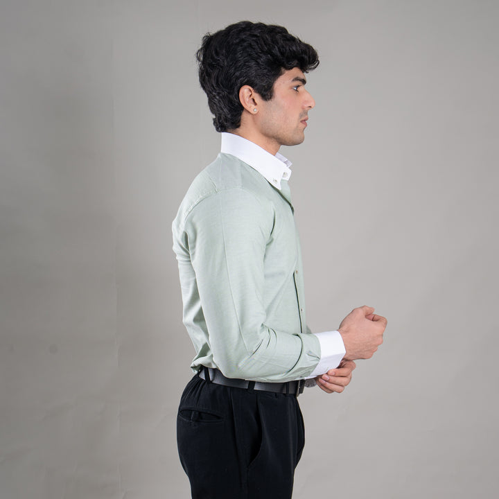 Suturee Craft Premium White Cuff & Collar Pure Cotton Shirt for Men