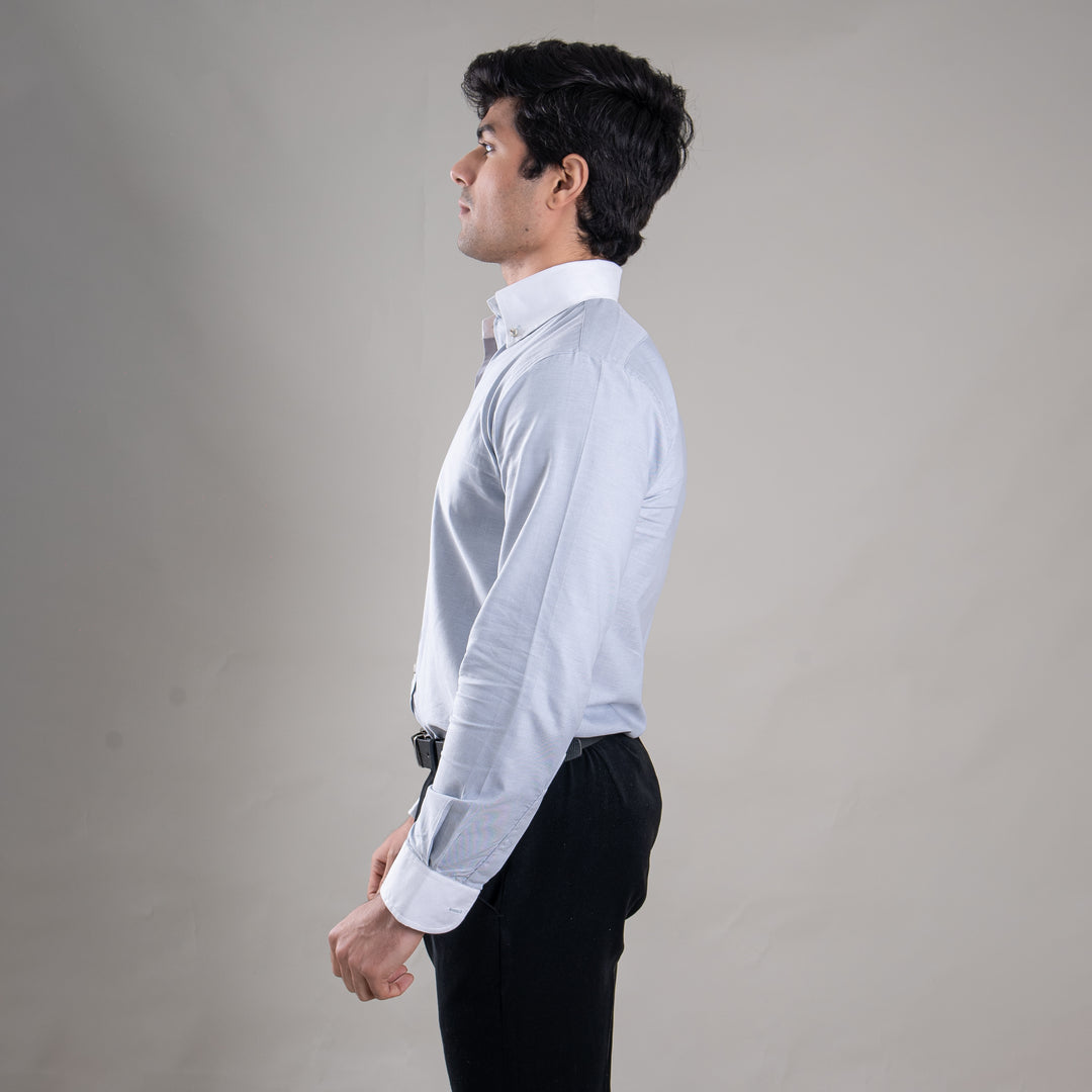 Suturee Craft Premium White Cuff & Collar Pure Cotton Shirt for Men