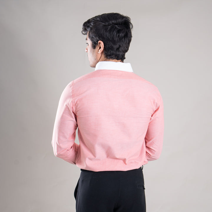 Suturee Craft Premium White Cuff & Collar Pure Cotton Shirt for Men