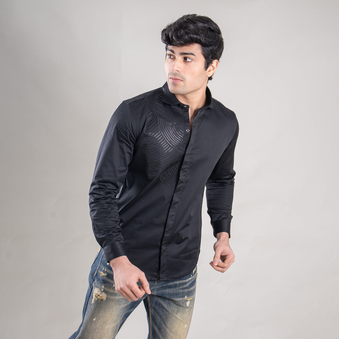 Suturee Craaft – Shimmer Curves club swarovski satin shirt