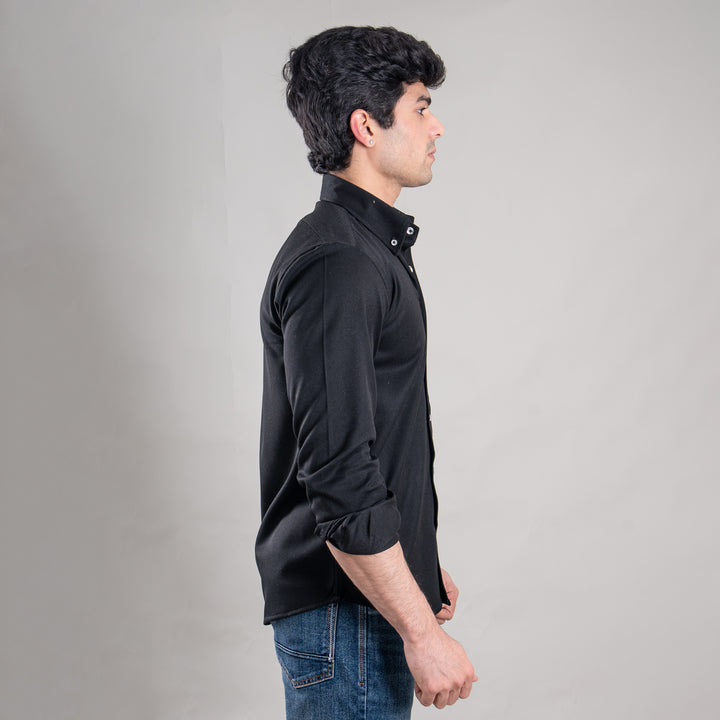 Suturee Craft Men’s Solid Denim Button-Down Collar Shirt