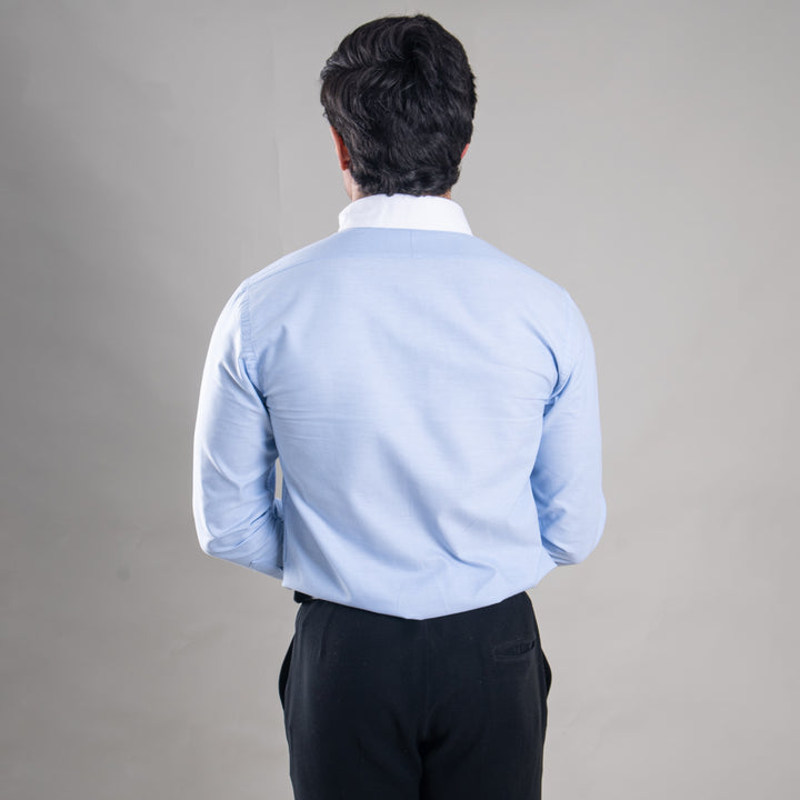 Suturee Craft Premium White Cuff & Collar Pure Cotton Shirt for Men