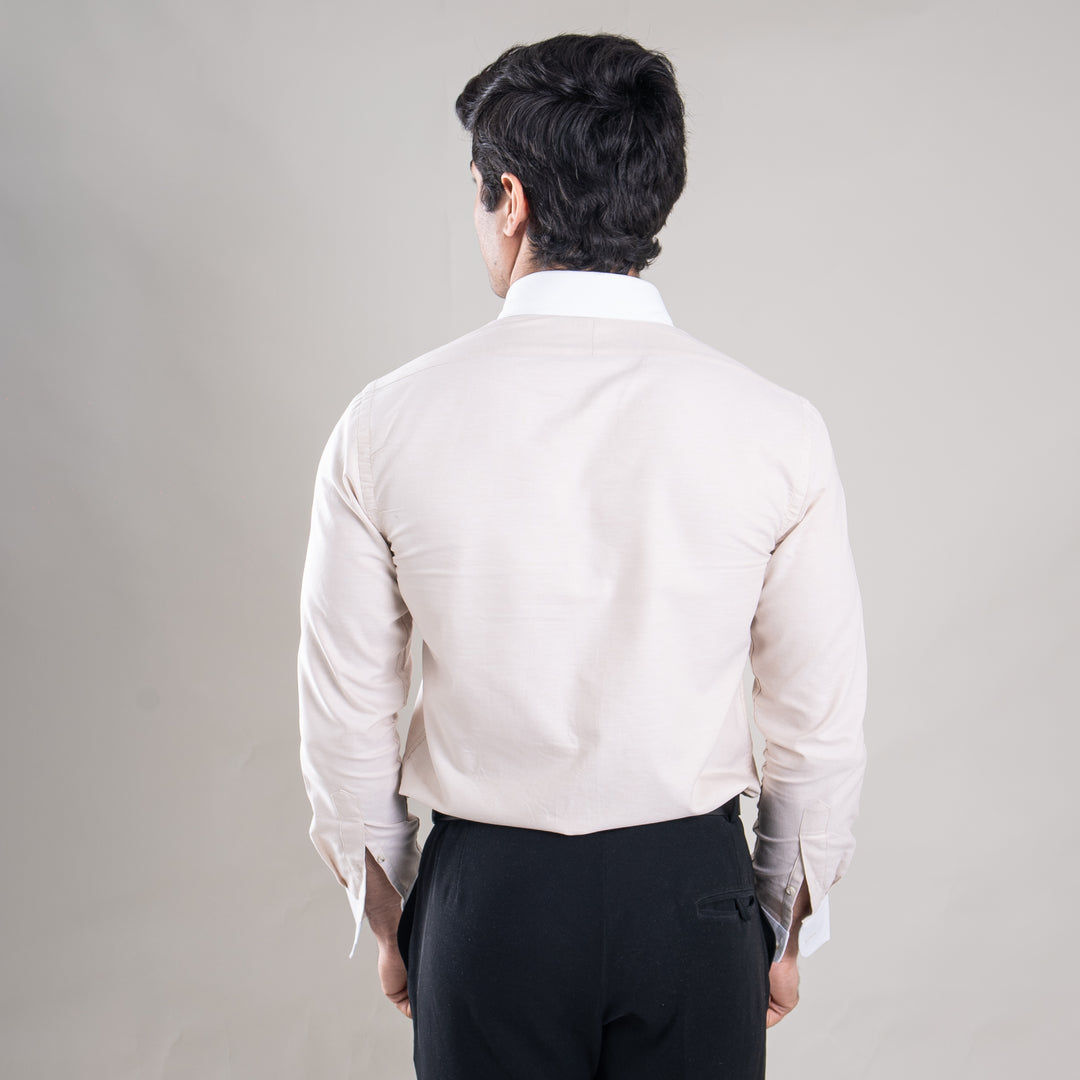 Suturee Craft Premium White Cuff & Collar Pure Cotton Shirt for Men