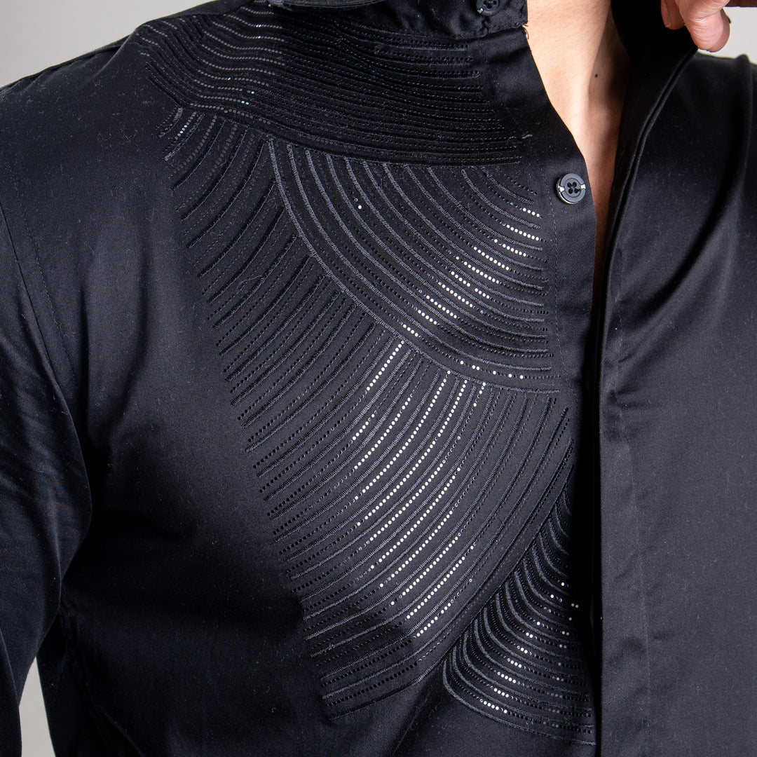 Suturee Craaft – Shimmer Curves club swarovski satin shirt