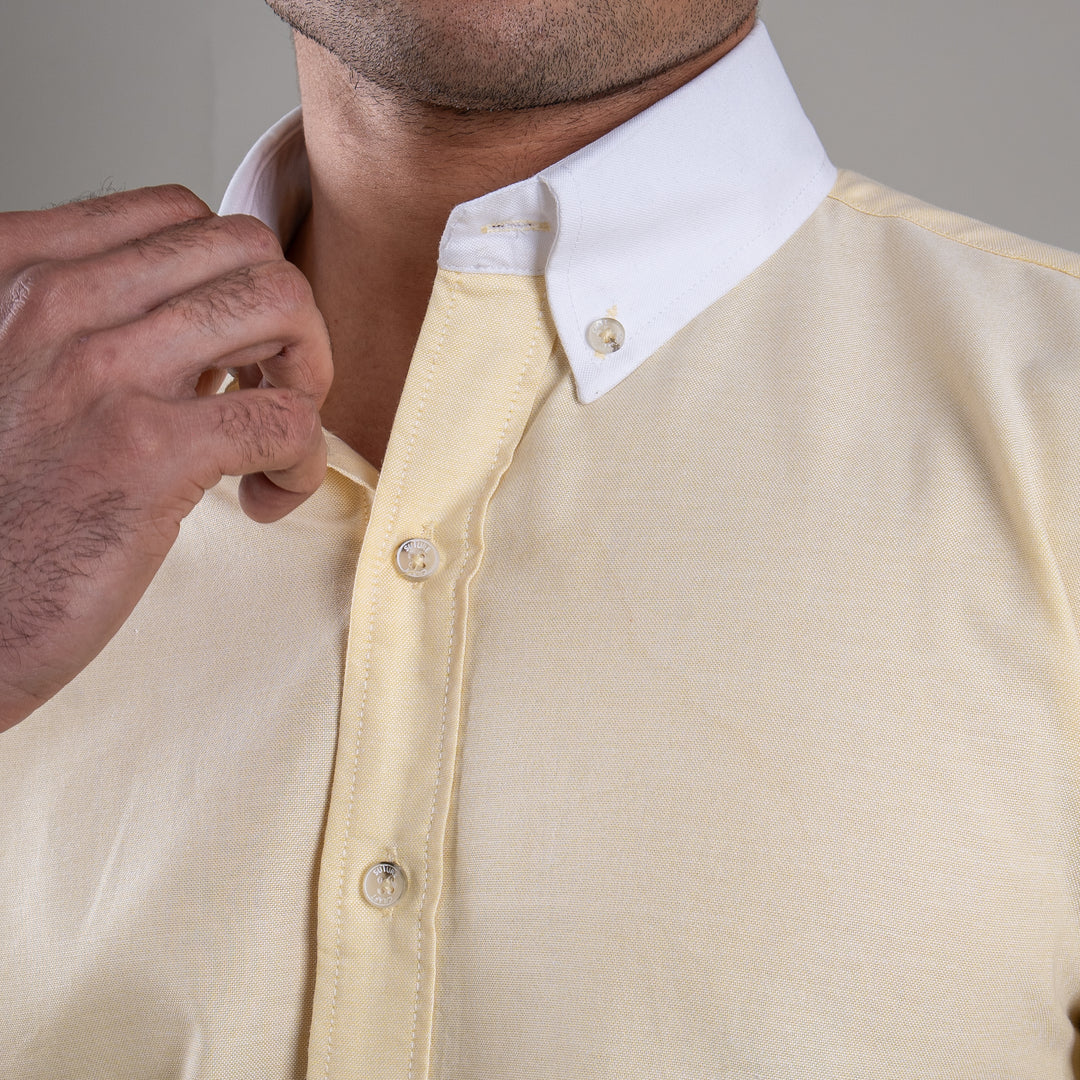 Suturee Craft Premium White Cuff & Collar Pure Cotton Shirt for Men