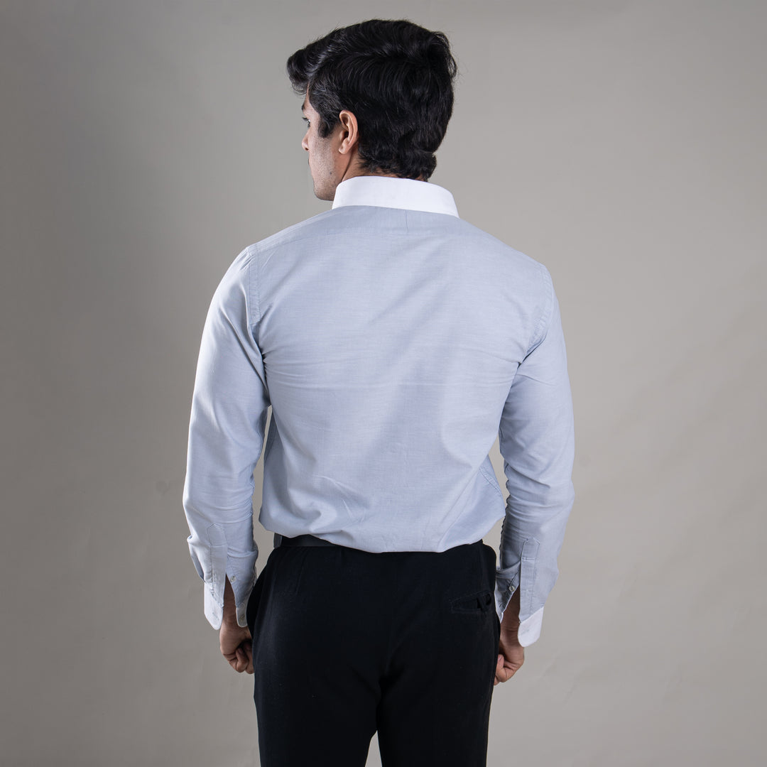 Suturee Craft Premium White Cuff & Collar Pure Cotton Shirt for Men